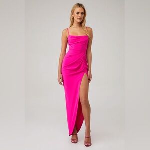 AMANDA UPRICHARD
JASALINA MAXI medium hot pink ruched open back gown dress